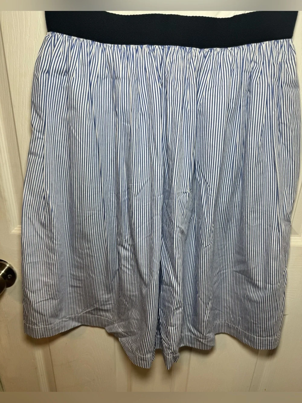 Kate Spade Broome Street Sleeveless White Blue Pinstripe Midi Dress Women’s 4